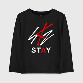 Детский лонгслив хлопок с принтом STRAY KIDS , 100% хлопок | круглый вырез горловины, полуприлегающий силуэт, длина до линии бедер | Тематика изображения на принте: bang chan | changbin | felix | han | hyunjin | i.n. | k pop | lee know | seungmin | skz | stray kids | идолы | к поп