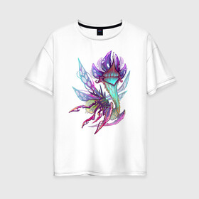 Женская футболка хлопок Oversize с принтом Фэнтези насекомое , 100% хлопок | свободный крой, круглый ворот, спущенный рукав, длина до линии бедер
 | creature | fantazy | flower | насекомое | фэнтези | цветы | цифровой рисунок