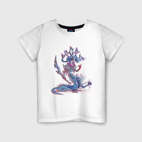 Детская футболка хлопок с принтом Горгона-воительница , 100% хлопок | круглый вырез горловины, полуприлегающий силуэт, длина до линии бедер | creature | fantazy | warrior | воин | горгона | змеи | мечи | монстр | фэнтези
