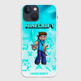 Чехол для iPhone 13 mini с принтом Minecraft ,  |  | minecraft | алекс | белый | блоки | ведьма | взрывчатка | визера | волк | гаст | добывать | дракон | зеленый куб | зомби | игра | крафт | крипер | кубики | лошадка | майн | майнкрафт | манкрафт | овечка | оцелот