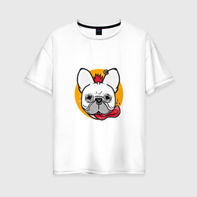 Женская футболка хлопок Oversize с принтом Панк-рок мопс , 100% хлопок | свободный крой, круглый ворот, спущенный рукав, длина до линии бедер
 | animal | dog | pug | punk | rock | животные | метал | мопс | панк | пирсинг | рок | собака