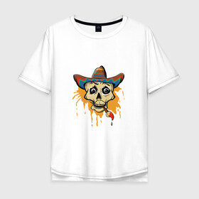 Мужская футболка хлопок Oversize с принтом Draw Рисуй , 100% хлопок | свободный крой, круглый ворот, “спинка” длиннее передней части | кисточка | мексиканский | сомбреро | череп