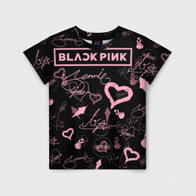 Детская футболка 3D с принтом BLACKPINK , 100% гипоаллергенный полиэфир | прямой крой, круглый вырез горловины, длина до линии бедер, чуть спущенное плечо, ткань немного тянется | Тематика изображения на принте: blackpink | blink | bts | exo | icecream | jennie | jisoo | korea | kpop | lisa | love | rose | блекпинк | девушки | корея | кпоп | музыка
