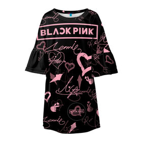 Детское платье 3D с принтом BLACKPINK , 100% полиэстер | прямой силуэт, чуть расширенный к низу. Круглая горловина, на рукавах — воланы | blackpink | blink | bts | exo | icecream | jennie | jisoo | korea | kpop | lisa | love | rose | блекпинк | девушки | корея | кпоп | музыка