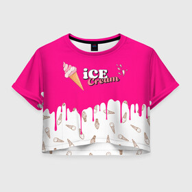 Женская футболка Crop-top 3D с принтом Ice Cream BlackPink , 100% полиэстер | круглая горловина, длина футболки до линии талии, рукава с отворотами | blackpink | blink | bts | exo | icecream | jennie | jisoo | korea | kpop | lisa | love | rose | блекпинк | девушки | корея | кпоп | музыка