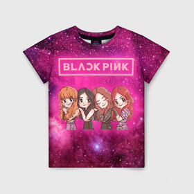 Детская футболка 3D с принтом Black Pink , 100% гипоаллергенный полиэфир | прямой крой, круглый вырез горловины, длина до линии бедер, чуть спущенное плечо, ткань немного тянется | Тематика изображения на принте: blackpink | blink | bts | exo | icecream | jennie | jisoo | korea | kpop | lisa | love | rose | блекпинк | девушки | корея | кпоп | музыка