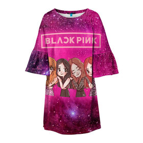 Детское платье 3D с принтом Black Pink , 100% полиэстер | прямой силуэт, чуть расширенный к низу. Круглая горловина, на рукавах — воланы | blackpink | blink | bts | exo | icecream | jennie | jisoo | korea | kpop | lisa | love | rose | блекпинк | девушки | корея | кпоп | музыка