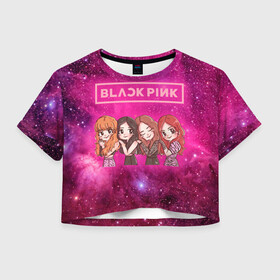 Женская футболка Crop-top 3D с принтом Black Pink , 100% полиэстер | круглая горловина, длина футболки до линии талии, рукава с отворотами | blackpink | blink | bts | exo | icecream | jennie | jisoo | korea | kpop | lisa | love | rose | блекпинк | девушки | корея | кпоп | музыка