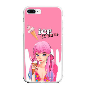 Чехол для iPhone 7Plus/8 Plus матовый с принтом BLACKPINK Ice Cream , Силикон | Область печати: задняя сторона чехла, без боковых панелей | blackpink | blink | bts | exo | icecream | jennie | jisoo | korea | kpop | lisa | love | rose | блекпинк | девушки | корея | кпоп | музыка