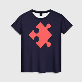 Женская футболка 3D с принтом Сердце Пазл (парные) , 100% полиэфир ( синтетическое хлопкоподобное полотно) | прямой крой, круглый вырез горловины, длина до линии бедер | family | family look | детские | для всей семьи | семейные | семья | фэмили лук
