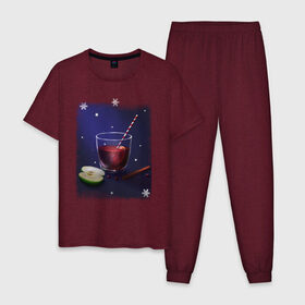 Мужская пижама хлопок с принтом Holiday Cocktail , 100% хлопок | брюки и футболка прямого кроя, без карманов, на брюках мягкая резинка на поясе и по низу штанин
 | Тематика изображения на принте: коктейль | напиток | праздничный