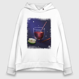 Женское худи Oversize хлопок с принтом Holiday Cocktail , френч-терри — 70% хлопок, 30% полиэстер. Мягкий теплый начес внутри —100% хлопок | боковые карманы, эластичные манжеты и нижняя кромка, капюшон на магнитной кнопке | коктейль | напиток | праздничный