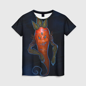 Женская футболка 3D с принтом Cosmo Carrot , 100% полиэфир ( синтетическое хлопкоподобное полотно) | прямой крой, круглый вырез горловины, длина до линии бедер | alien | космос | морковь | фентези