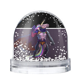 Снежный шар с принтом Злобный Суперконь , Пластик | Изображение внутри шара печатается на глянцевой фотобумаге с двух сторон | единорог | конь | космос | радуга