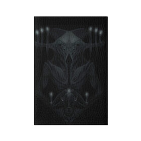 Обложка для паспорта матовая кожа с принтом Alien , натуральная матовая кожа | размер 19,3 х 13,7 см; прозрачные пластиковые крепления | Тематика изображения на принте: козел | пришелец | свечи | хоррор