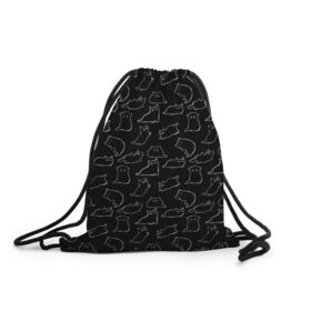 Рюкзак-мешок 3D с принтом Cats , 100% полиэстер | плотность ткани — 200 г/м2, размер — 35 х 45 см; лямки — толстые шнурки, застежка на шнуровке, без карманов и подкладки | cats. black | doodle | белое | забавно | кот | котики | кошки | милое | минимализм | черное