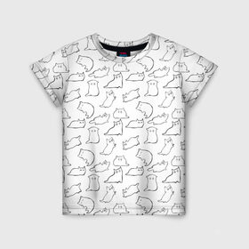 Детская футболка 3D с принтом Cats , 100% гипоаллергенный полиэфир | прямой крой, круглый вырез горловины, длина до линии бедер, чуть спущенное плечо, ткань немного тянется | cats. black | doodle | white | белое | забавно | кот | котики | кошки | милое | минимализм | черное