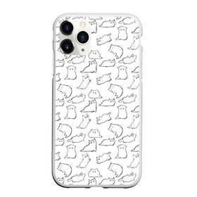 Чехол для iPhone 11 Pro матовый с принтом Cats , Силикон |  | cats. black | doodle | white | белое | забавно | кот | котики | кошки | милое | минимализм | черное