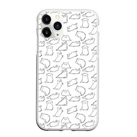 Чехол для iPhone 11 Pro Max матовый с принтом Cats , Силикон |  | cats. black | doodle | white | белое | забавно | кот | котики | кошки | милое | минимализм | черное