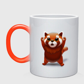 Кружка хамелеон с принтом Красная панда , керамика | меняет цвет при нагревании, емкость 330 мл | big eyes | cute | red panda | большие глаза | красная панда | милаха