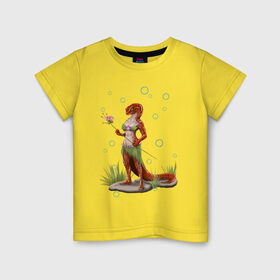 Детская футболка хлопок с принтом Саламандра с пузыриками , 100% хлопок | круглый вырез горловины, полуприлегающий силуэт, длина до линии бедер | cute | жук | милота | персонаж | пузыри | саламандра | хвост
