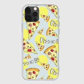 Чехол для iPhone 12 Pro Max с принтом Узор Куски пиццы , Силикон |  | еда | желтый | кусок | паттерн | пеперони | пицца | узор | фастфуд