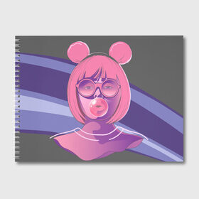 Альбом для рисования с принтом Bubble Gum , 100% бумага
 | матовая бумага, плотность 200 мг. | bubble gum | pop art | popart | девушка | девушка в очках | жевательная резинка | очки | поп арт | пузырь | ретро | розовые волосы | розовый принт | ушки