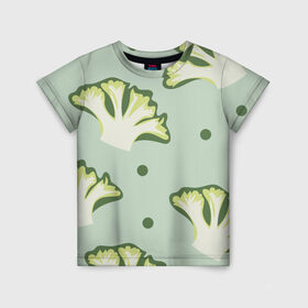 Детская футболка 3D с принтом Брокколи - зеленый узор , 100% гипоаллергенный полиэфир | прямой крой, круглый вырез горловины, длина до линии бедер, чуть спущенное плечо, ткань немного тянется | брокколи | здоровое питание | зеленый | зож | паттерн | растения | узор | фитнес
