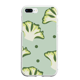 Чехол для iPhone 7Plus/8 Plus матовый с принтом Брокколи - зеленый узор , Силикон | Область печати: задняя сторона чехла, без боковых панелей | брокколи | здоровое питание | зеленый | зож | паттерн | растения | узор | фитнес
