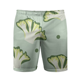Мужские шорты спортивные с принтом Брокколи - зеленый узор ,  |  | Тематика изображения на принте: брокколи | здоровое питание | зеленый | зож | паттерн | растения | узор | фитнес