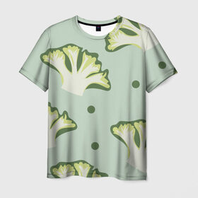 Мужская футболка 3D с принтом Брокколи - зеленый узор , 100% полиэфир | прямой крой, круглый вырез горловины, длина до линии бедер | Тематика изображения на принте: брокколи | здоровое питание | зеленый | зож | паттерн | растения | узор | фитнес