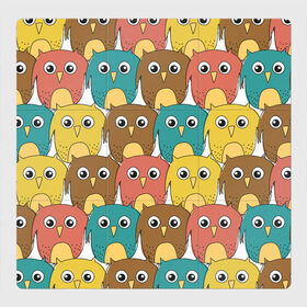 Магнитный плакат 3Х3 с принтом Разноцветные совы , Полимерный материал с магнитным слоем | 9 деталей размером 9*9 см | детский | лесной | мультяшный | паттерн | разноцветный | сова | совушки | совы | узор