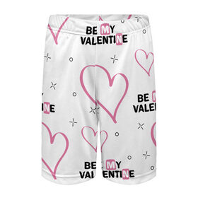 Детские спортивные шорты 3D с принтом Be My Valentine ,  100% полиэстер
 | пояс оформлен широкой мягкой резинкой, ткань тянется
 | be my valentine | будь моим валентином | влюбленным | день святого валентина | пара | сердечки | узор