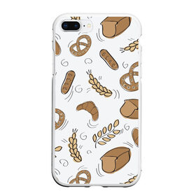 Чехол для iPhone 7Plus/8 Plus матовый с принтом Узор Пекарня , Силикон | Область печати: задняя сторона чехла, без боковых панелей | булки | коричневый | крендель | пекарня | повар | узор | хлеб