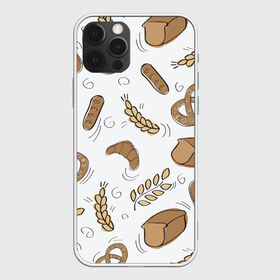 Чехол для iPhone 12 Pro Max с принтом Узор Пекарня , Силикон |  | Тематика изображения на принте: булки | коричневый | крендель | пекарня | повар | узор | хлеб