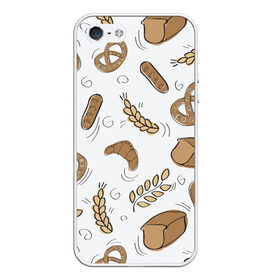 Чехол для iPhone 5/5S матовый с принтом Узор Пекарня , Силикон | Область печати: задняя сторона чехла, без боковых панелей | булки | коричневый | крендель | пекарня | повар | узор | хлеб