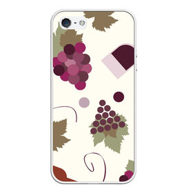 Чехол для iPhone 5/5S матовый с принтом Виноград и винишко , Силикон | Область печати: задняя сторона чехла, без боковых панелей | бокал | винишко | винный | вино | виноград | узор
