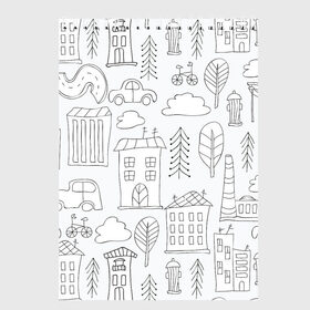Скетчбук с принтом Нарисованный город , 100% бумага
 | 48 листов, плотность листов — 100 г/м2, плотность картонной обложки — 250 г/м2. Листы скреплены сверху удобной пружинной спиралью | белый | город | городской | дудлинг | нарисованный | серый | узор