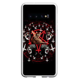 Чехол для Samsung Galaxy S10 с принтом Satanic Cat , Силикон | Область печати: задняя сторона чехла, без боковых панелей | satan | киска | кот | кот мем | кошечка | кошка | кошки и коты | лиса | лисы | мем | мемы | с кошкой | сатана