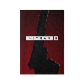 Обложка для паспорта матовая кожа с принтом Hitman III , натуральная матовая кожа | размер 19,3 х 13,7 см; прозрачные пластиковые крепления | hitman | hitman 3 | hitman iii | красный | надпись | пистолет | хитман | хитман 3