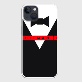 Чехол для iPhone 13 с принтом Hitman III ,  |  | hitman | hitman 3 | hitman iii | бабочка | костюм | красный | надпись | хитман | хитман 3