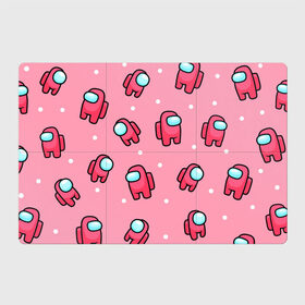 Магнитный плакат 3Х2 с принтом Among Us - Розовый цвет , Полимерный материал с магнитным слоем | 6 деталей размером 9*9 см | among us | girl | pink | амонг | девочка | детский | игра | мультяшный | паттерн | розовый | узор | эмонг ас