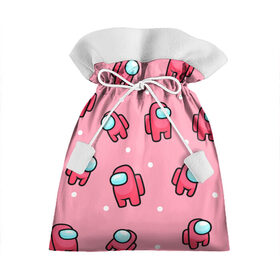 Подарочный 3D мешок с принтом Among Us - Розовый цвет , 100% полиэстер | Размер: 29*39 см | among us | girl | pink | амонг | девочка | детский | игра | мультяшный | паттерн | розовый | узор | эмонг ас