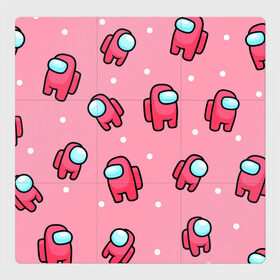 Магнитный плакат 3Х3 с принтом Among Us - Розовый цвет , Полимерный материал с магнитным слоем | 9 деталей размером 9*9 см | among us | girl | pink | амонг | девочка | детский | игра | мультяшный | паттерн | розовый | узор | эмонг ас