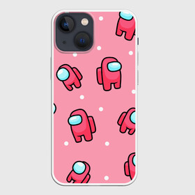 Чехол для iPhone 13 mini с принтом Among Us   Розовый цвет ,  |  | Тематика изображения на принте: among us | girl | pink | амонг | девочка | детский | игра | мультяшный | паттерн | розовый | узор | эмонг ас