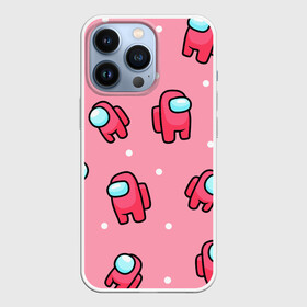 Чехол для iPhone 13 Pro с принтом Among Us   Розовый цвет ,  |  | Тематика изображения на принте: among us | girl | pink | амонг | девочка | детский | игра | мультяшный | паттерн | розовый | узор | эмонг ас