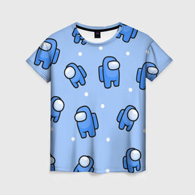 Женская футболка 3D с принтом Among Us - Синий цвет , 100% полиэфир ( синтетическое хлопкоподобное полотно) | прямой крой, круглый вырез горловины, длина до линии бедер | among us | boy | амонг | детский | игра | мальчикам | мультяшный | паттерн | синий | сыну | узор | эмонг ас