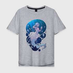 Мужская футболка хлопок Oversize с принтом Jellyfish mermaid , 100% хлопок | свободный крой, круглый ворот, “спинка” длиннее передней части | jellyfish | mermaid | sea | медузы | морское | подводный мир | русалка