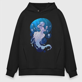 Мужское худи Oversize хлопок с принтом Jellyfish mermaid , френч-терри — 70% хлопок, 30% полиэстер. Мягкий теплый начес внутри —100% хлопок | боковые карманы, эластичные манжеты и нижняя кромка, капюшон на магнитной кнопке | jellyfish | mermaid | sea | медузы | морское | подводный мир | русалка