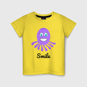 Детская футболка хлопок с принтом Осьминожка , 100% хлопок | круглый вырез горловины, полуприлегающий силуэт, длина до линии бедер | животное | минимализм | мультик | осьминог | текст